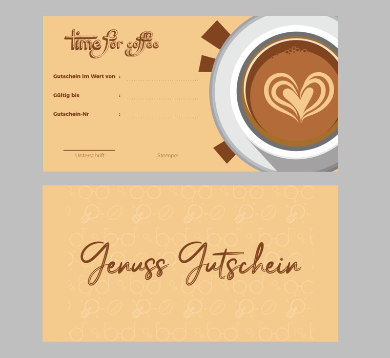 100 St. Geschenkgutscheine "time for coffee"